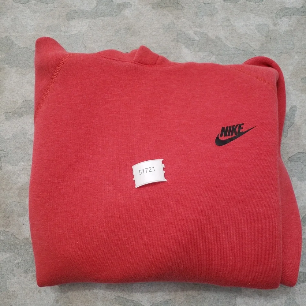 Nike Hoodie Women Large Red Tech Fleece Pullover Athletic Athleisure Gym Fitness